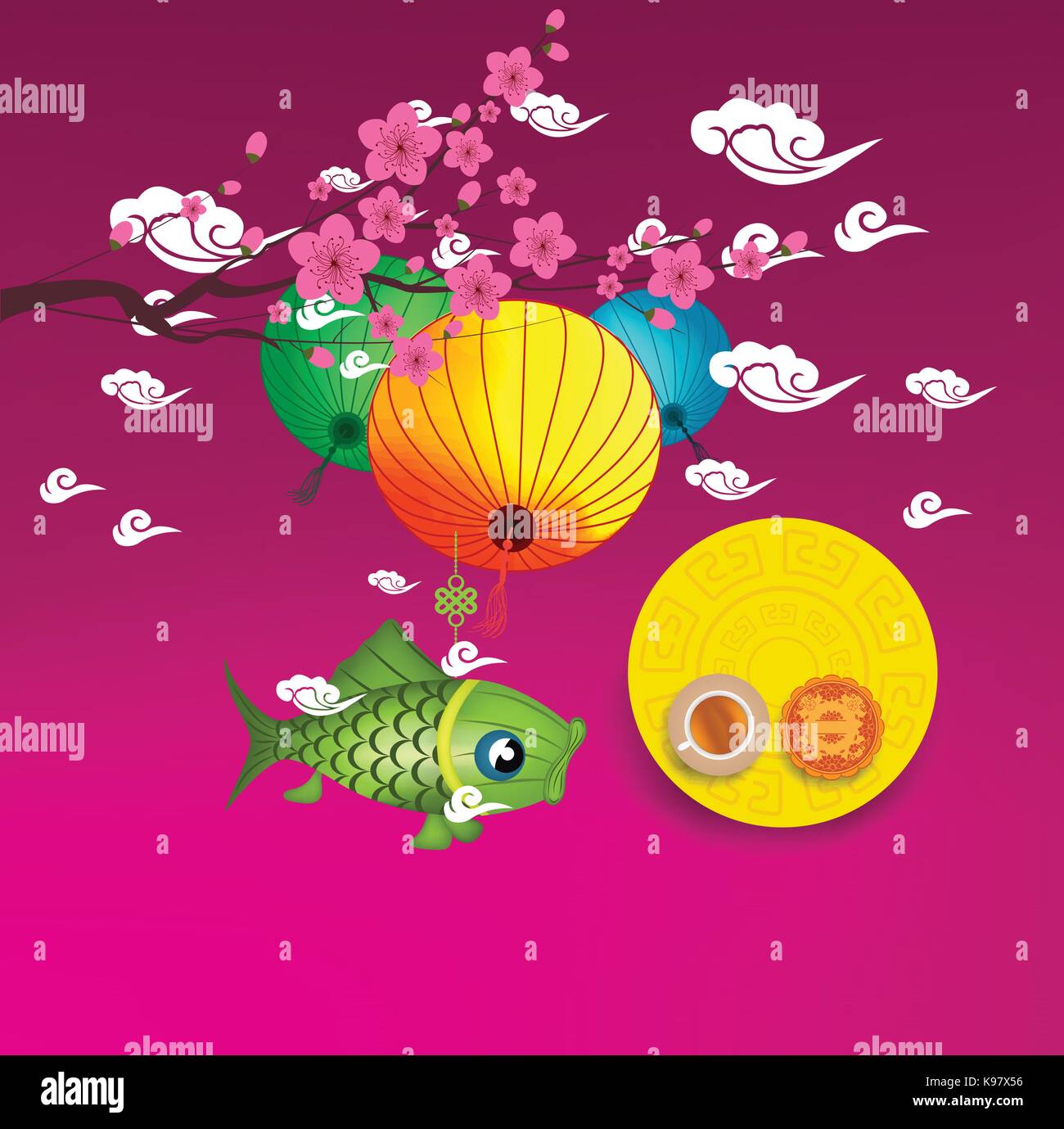 Mid Autumn Lantern Festival background. Chinese new year Stock Vector ...