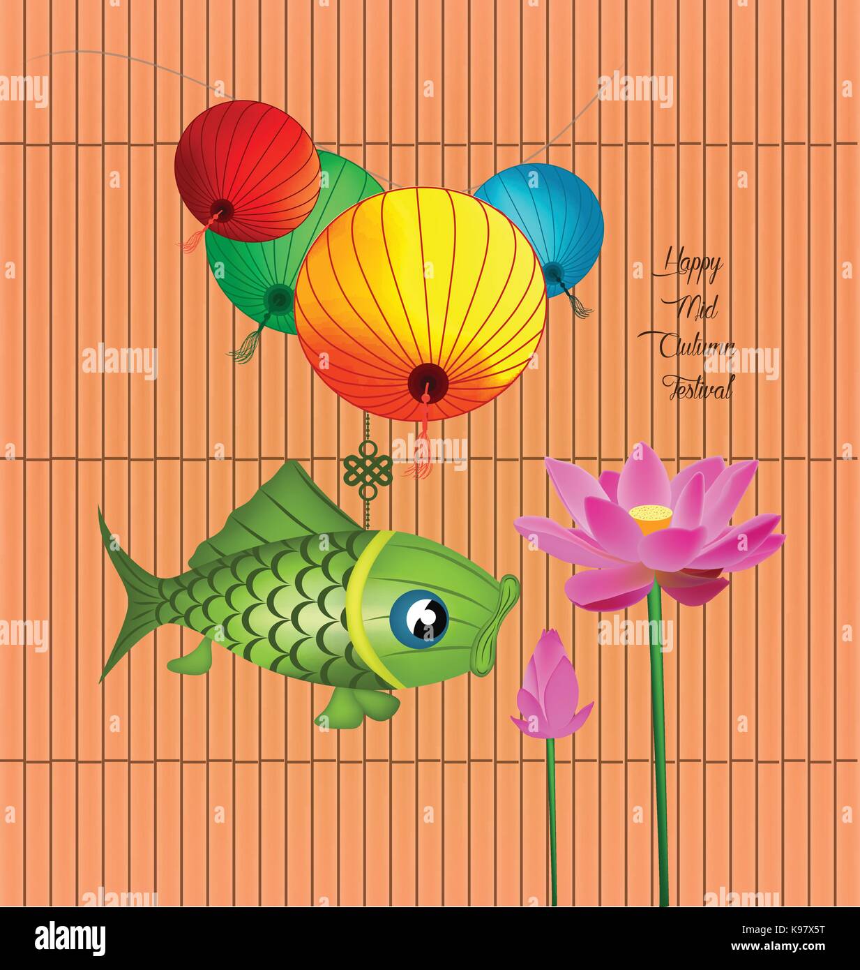 Mid Autumn Lantern Festival background with Carp lanterns Stock Vector ...