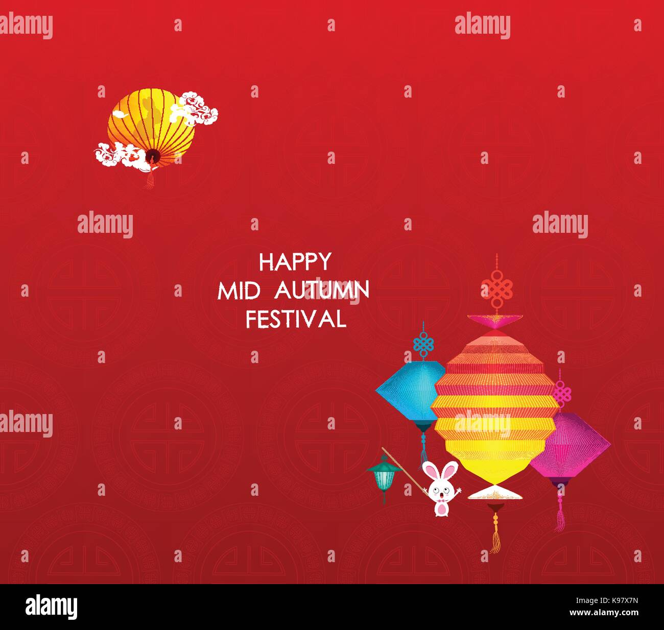 Mid Autumn Festival Background With Lantern And Full Moon Stock Vector Image Art Alamy