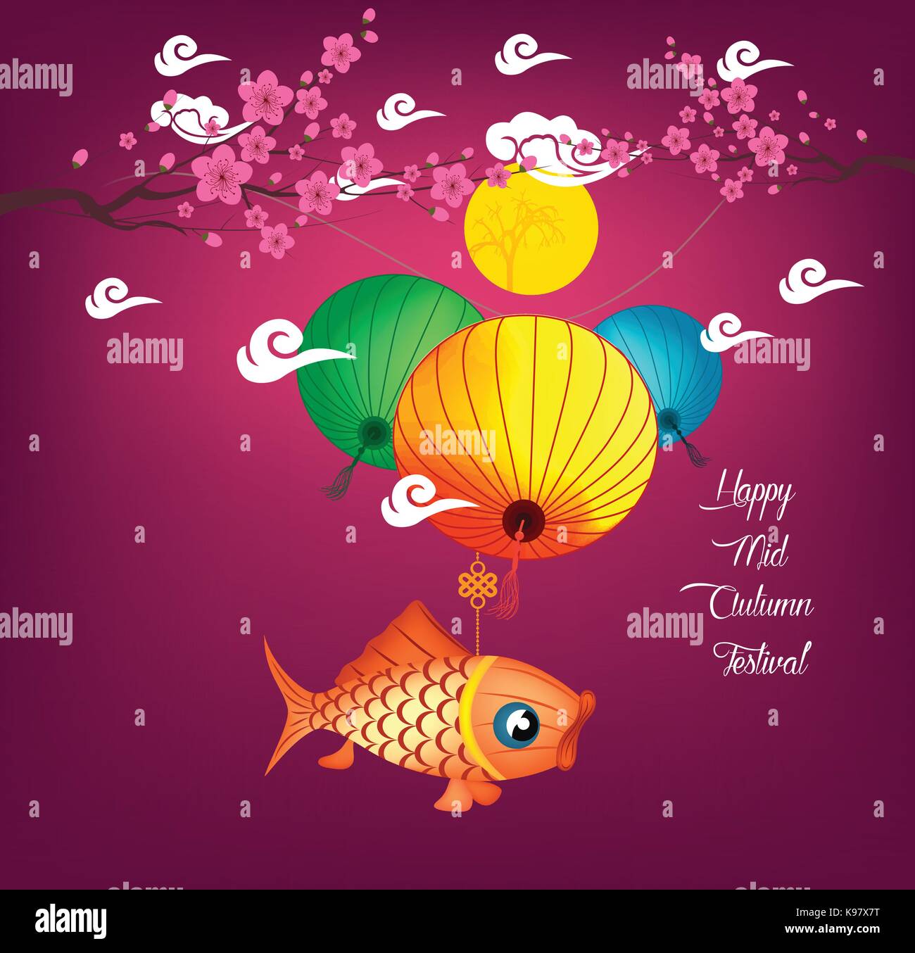 Mid Autumn Festival background with lantern Stock Vector Image & Art ...