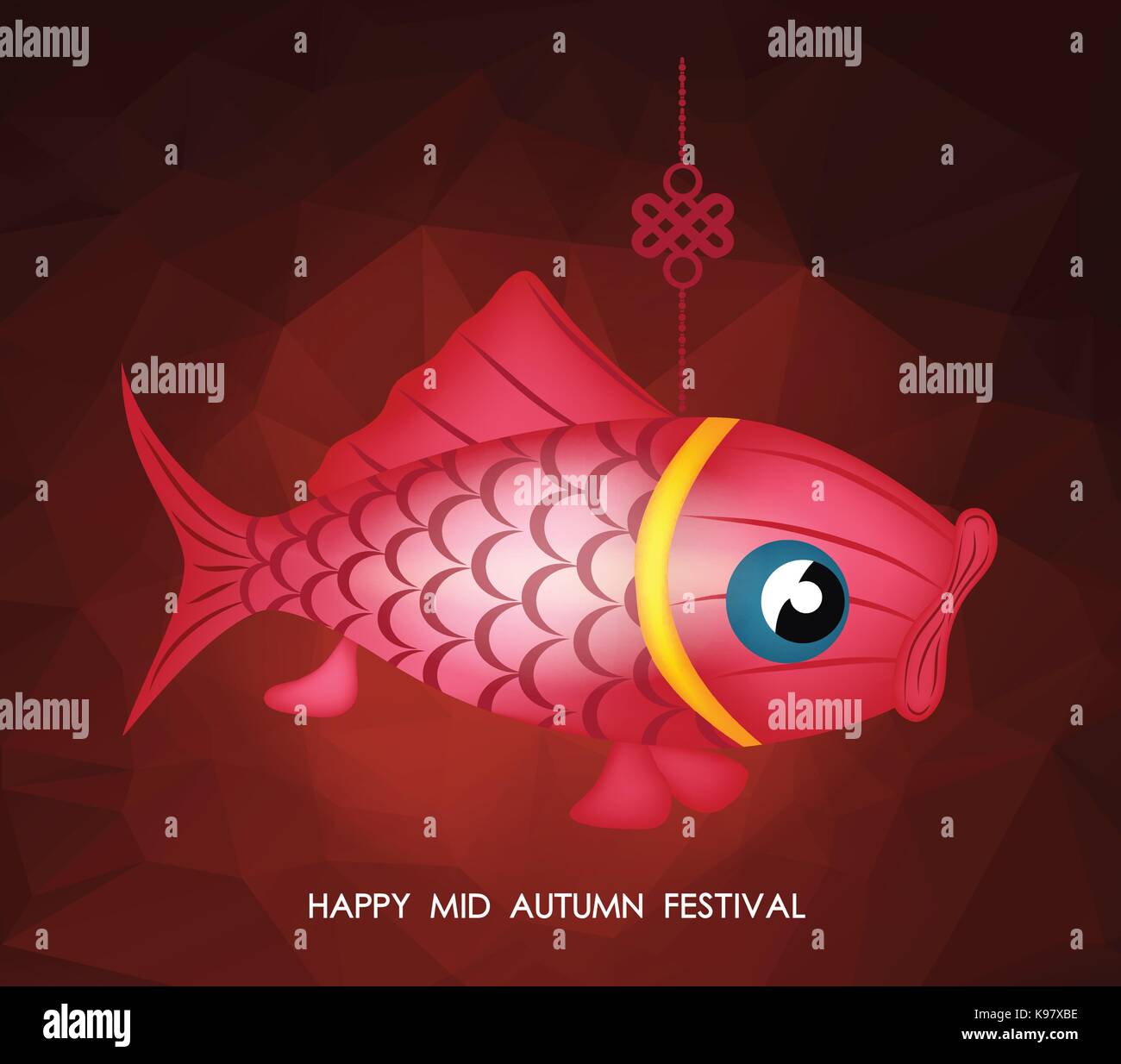 Chinese mid autumn festival polygonal background. Carp lantern Stock ...