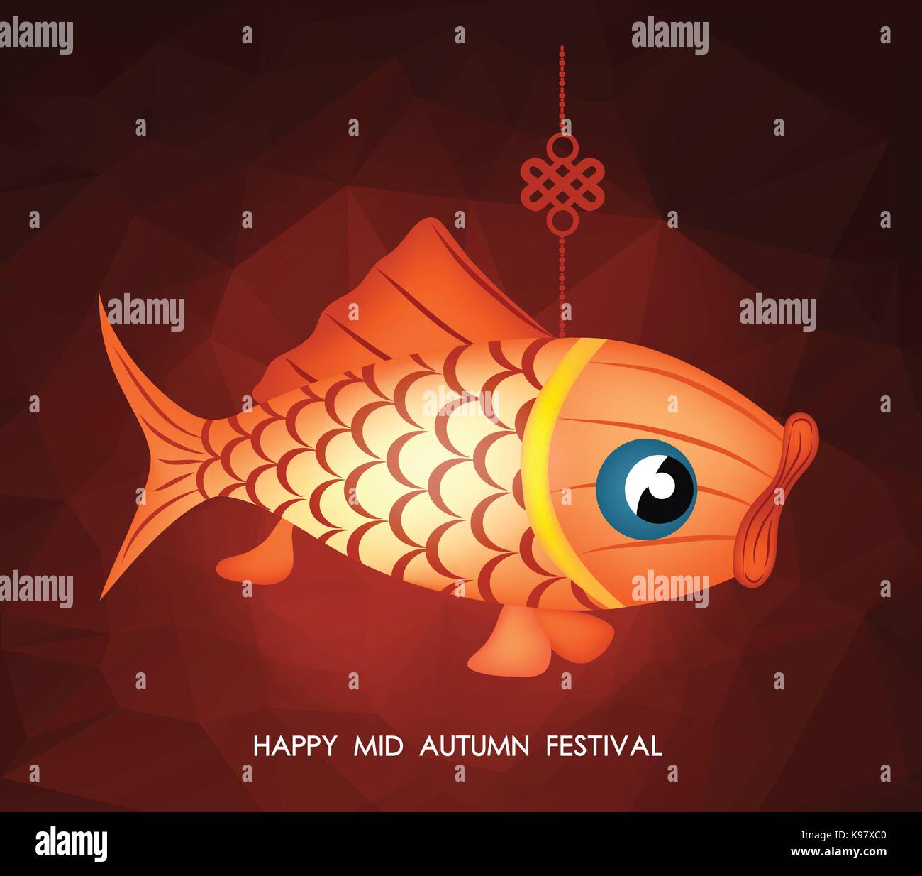 Chinese mid autumn festival polygonal background. Carp lantern Stock ...