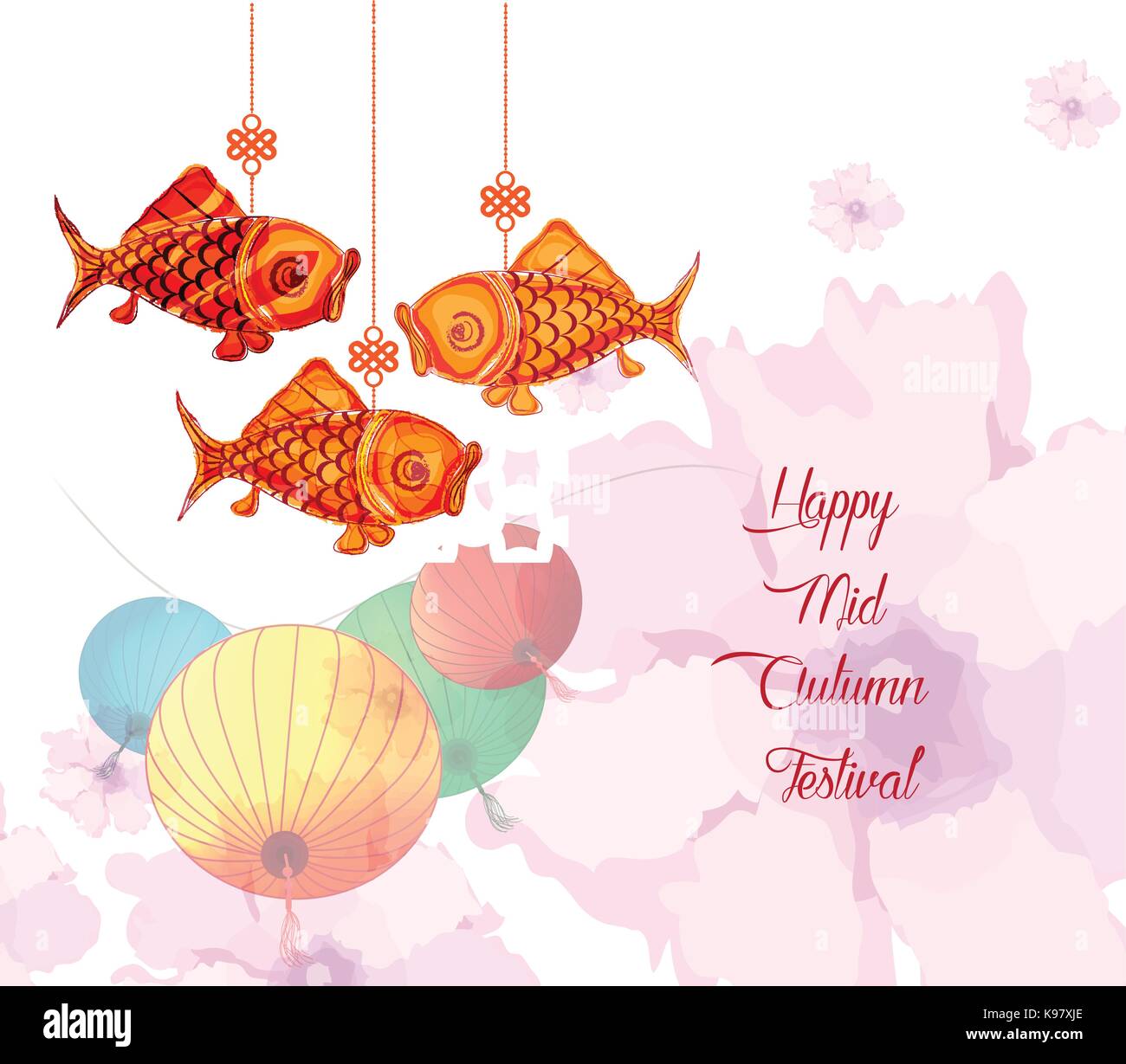 Mid Autumn Festival with carp lantern background Stock Vector Image ...