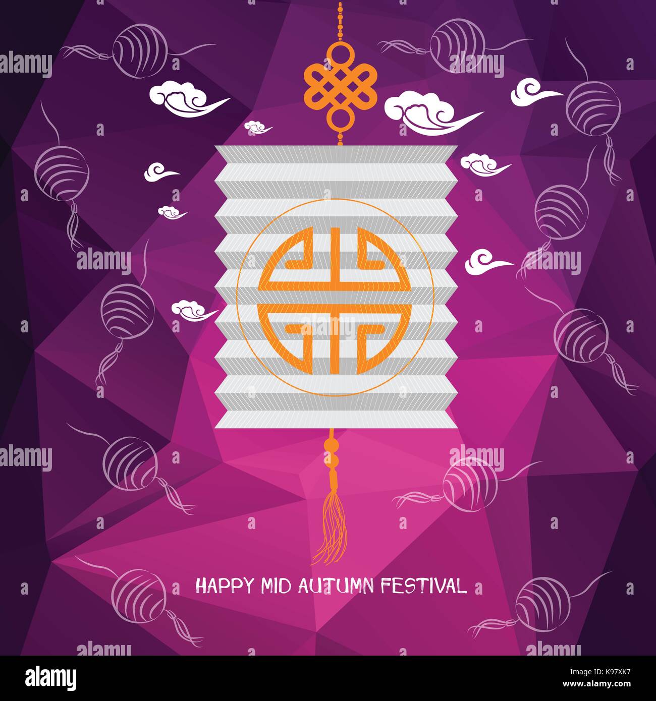 Mid Autumn Festival polygonal background with lanterns Stock Vector ...