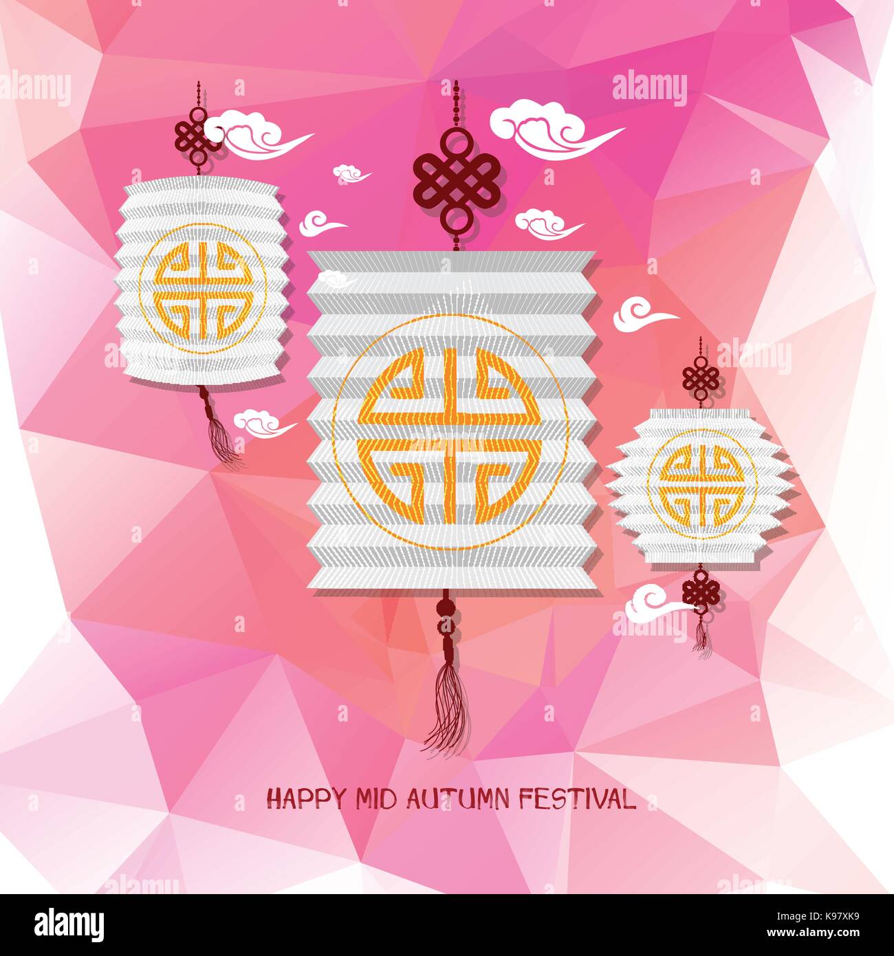 Mid Autumn Festival polygonal background with carp lanterns Stock ...
