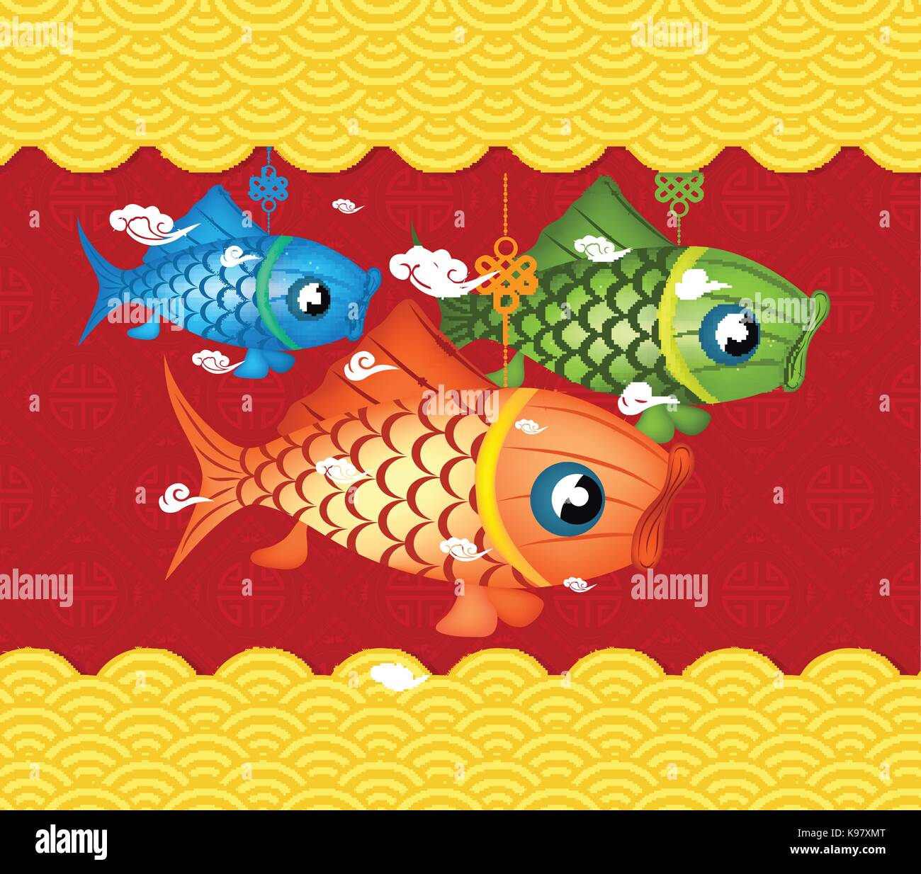 Happy mid autumn festival background carp lantern design Stock Vector ...