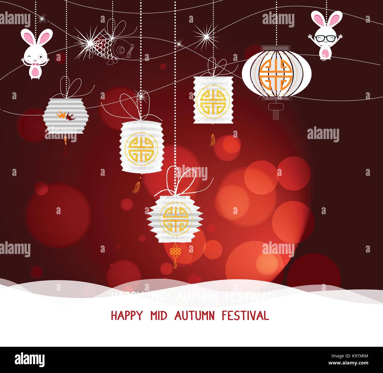 Sparkling mid autumn festival lanterns ornaments Stock Vector Image ...