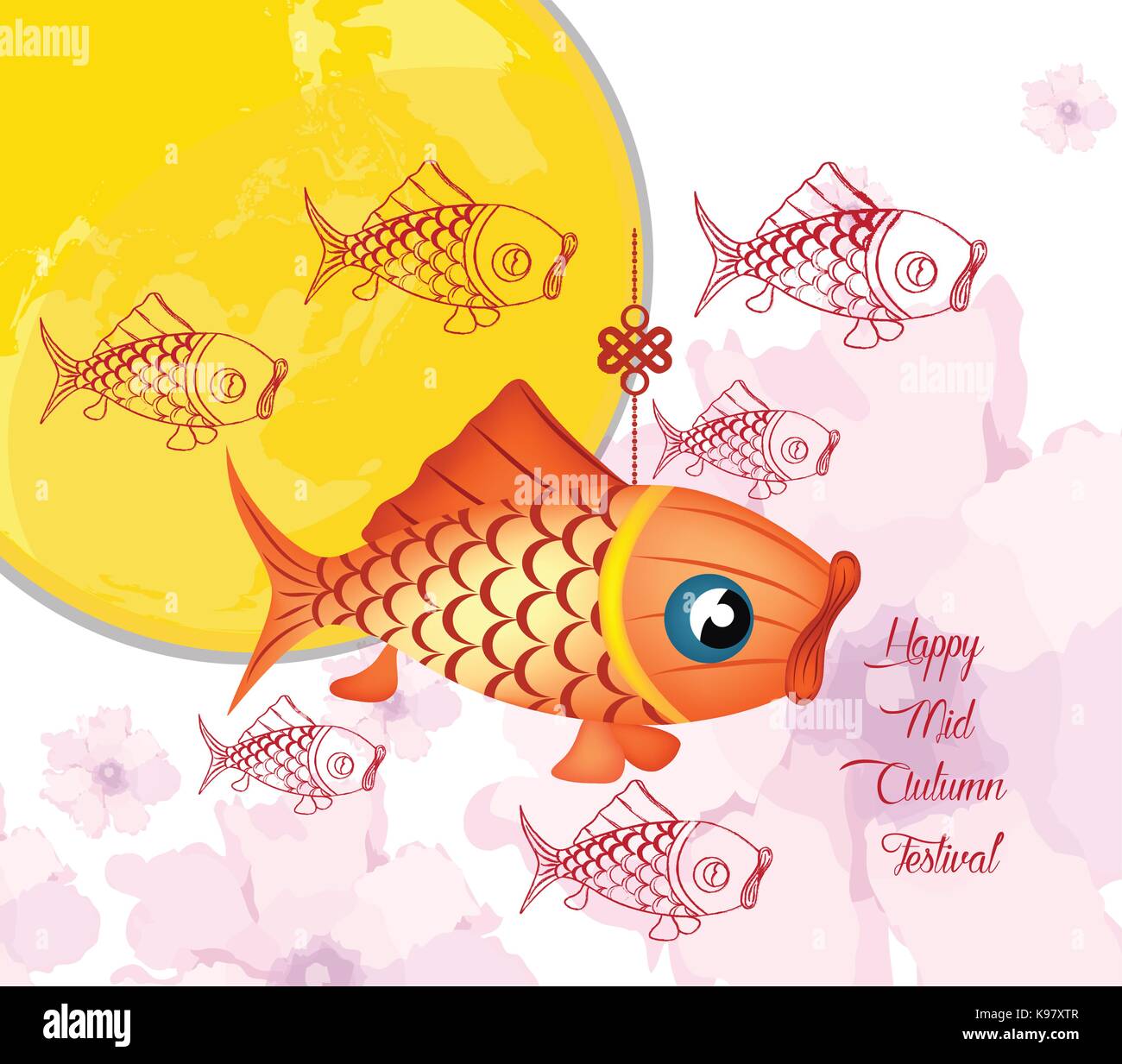 Mid Autumn Festival background with moon carp Stock Vector Image & Art ...