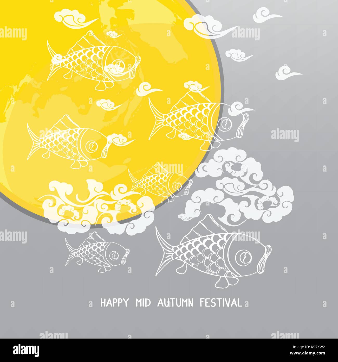 Mid Autumn Festival background with moon carp Stock Vector Image & Art ...