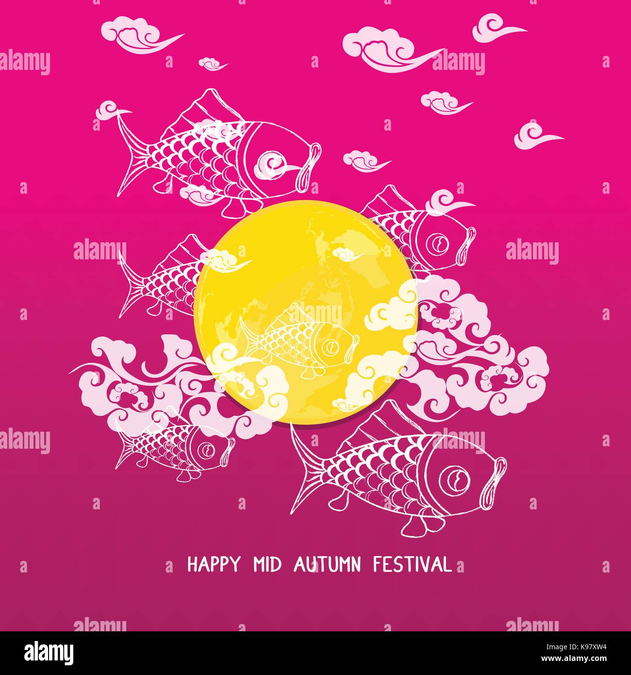 Mid Autumn Festival background with moon carp Stock Vector Image & Art ...