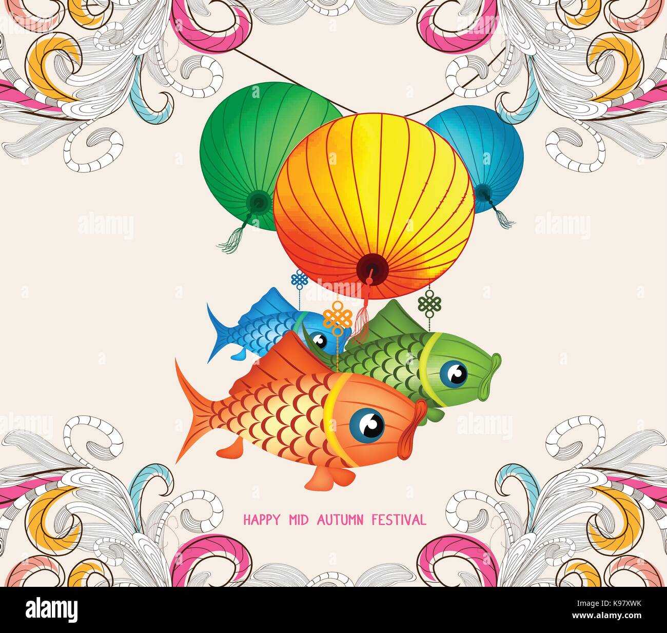 Chinese lantern festival doodle graphic design Stock Vector Image & Art