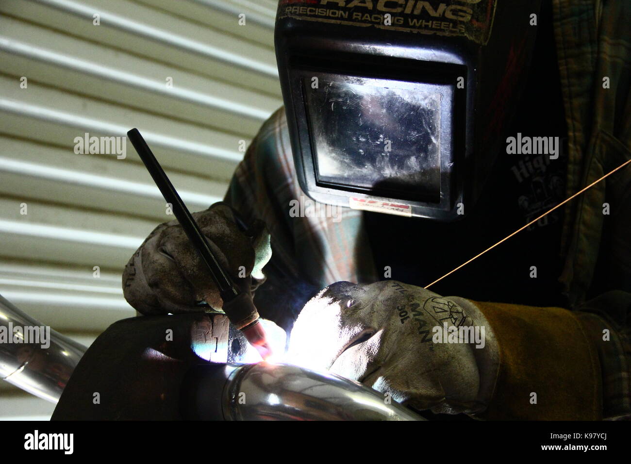 Beautiful welding shots. Stock Photo