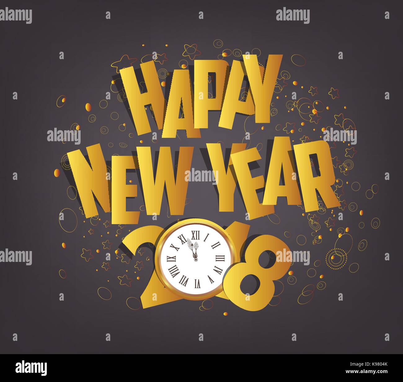 Letter Folding with Paper and clock, Happy New Year 2018 Stock Vector