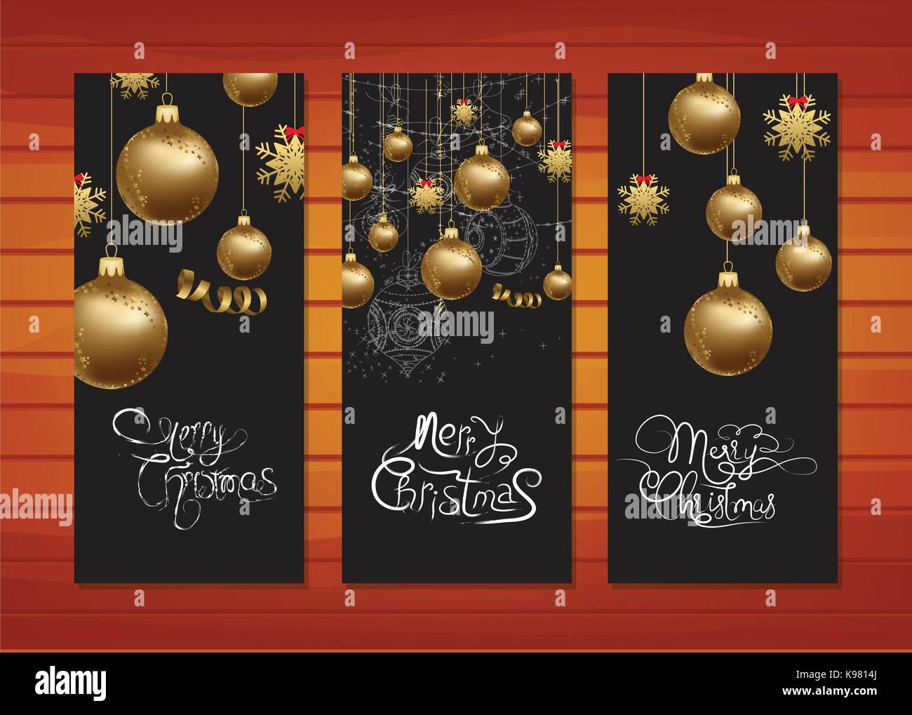 Merry christmas banners with gold balls background Stock Vector Image ...