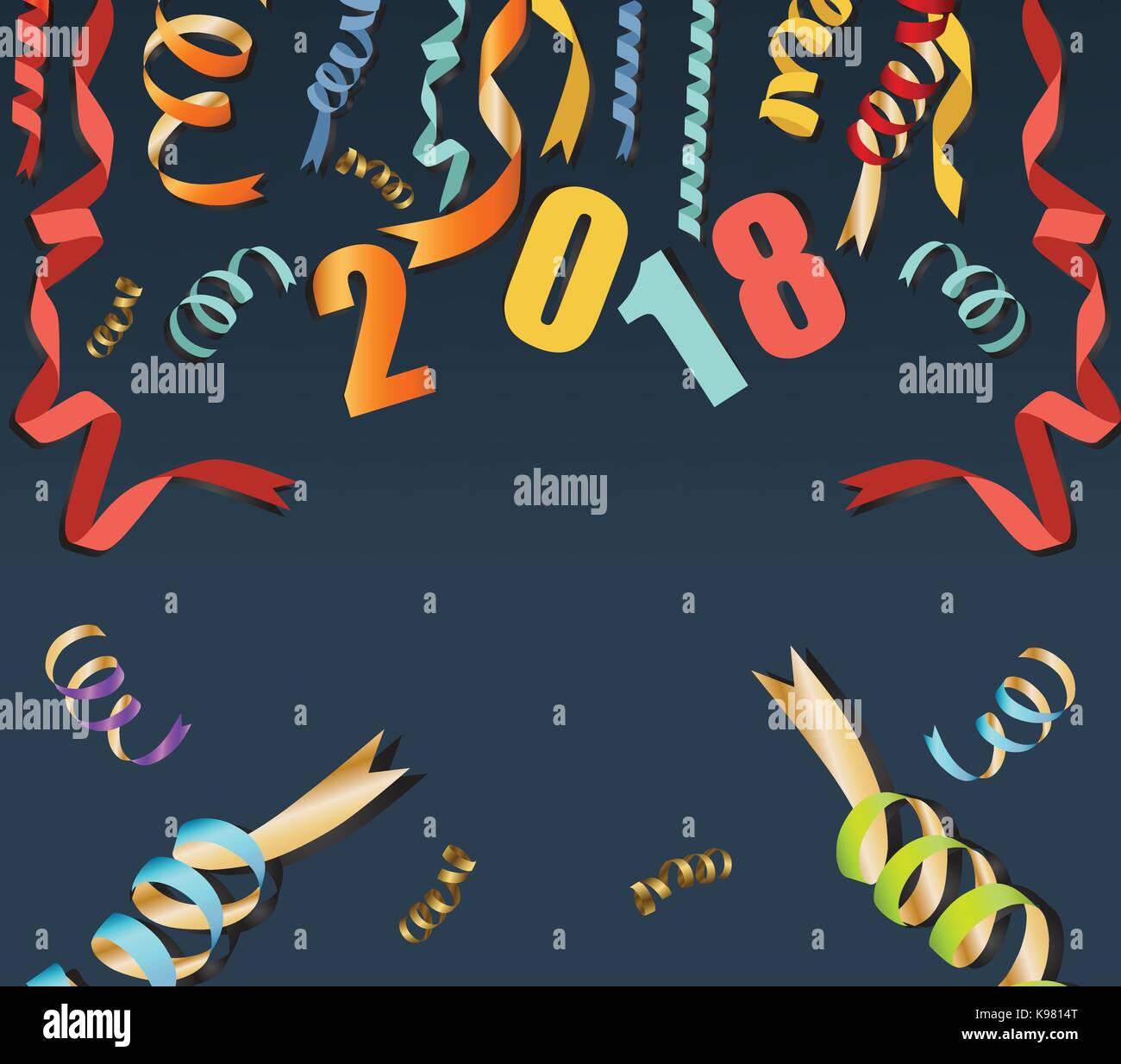 happy new year 2018 background with gold confetti and black colors lace ...