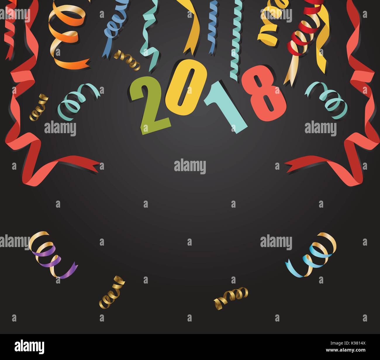 happy new year 2018 background with gold confetti and black colors lace ...