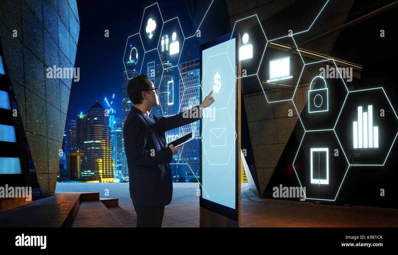 Businessman touching 