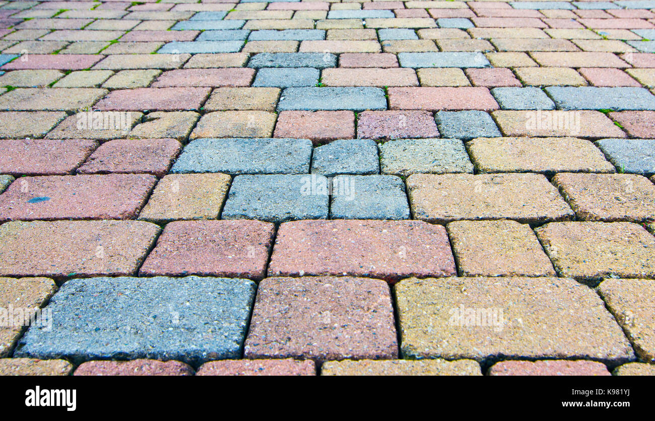paving stone bricks of different colors and of irregular composition ...