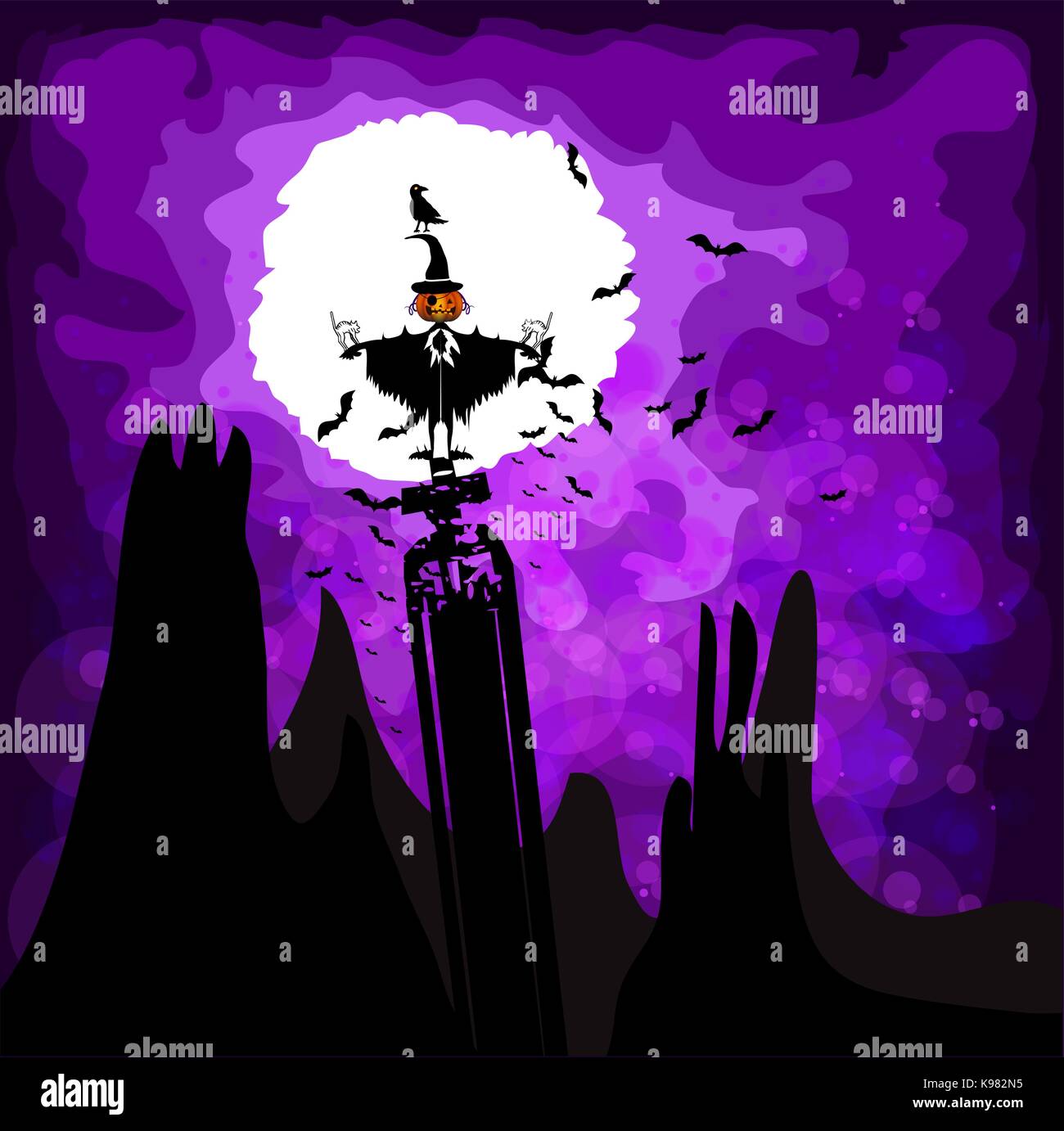 halloween background with scarecrow Stock Vector Image & Art - Alamy