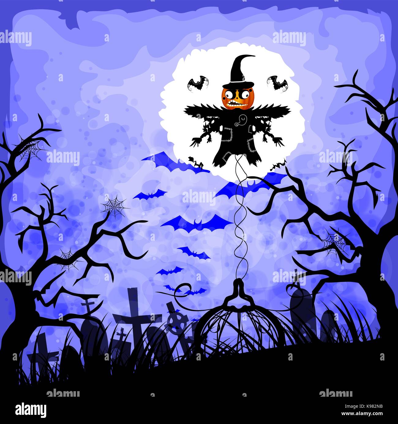 halloween background with scarecrow Stock Vector Image & Art - Alamy