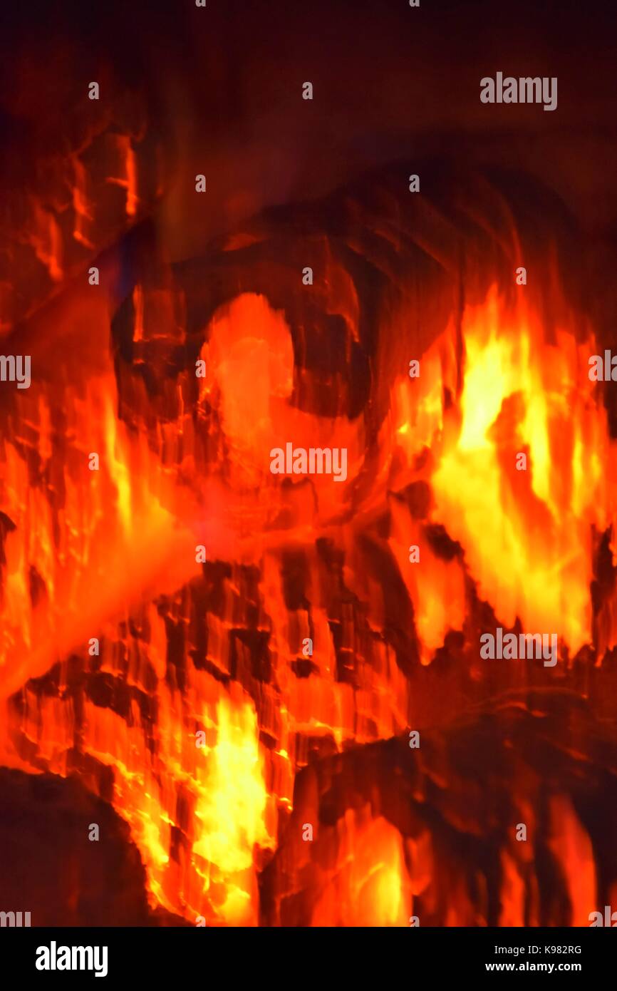 Abstract hot embers in a stove, burning Wood charcoal, fireplace, Wood