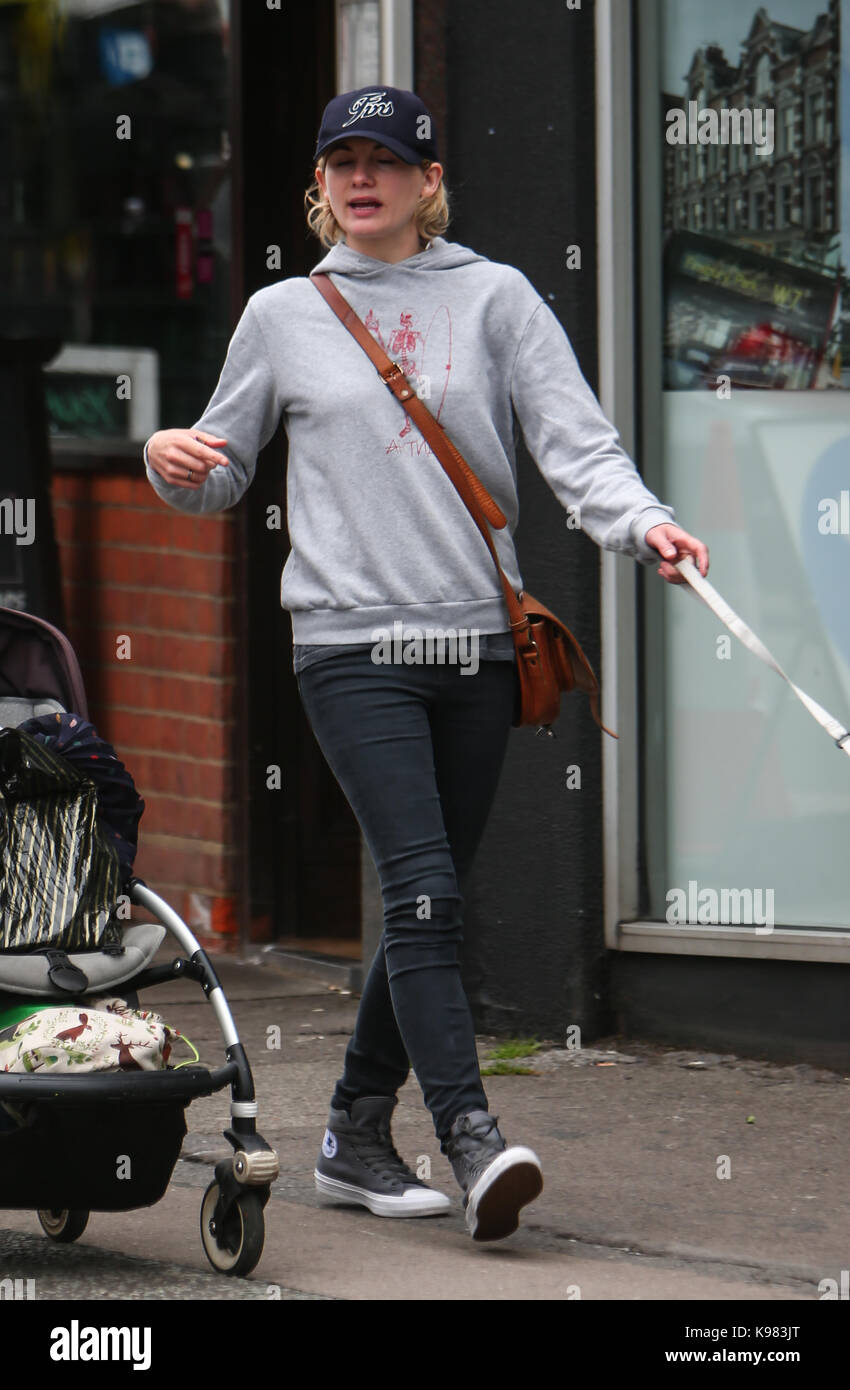 Jodie Whittaker, the next Dr. Who, out near her London home with her daughter.  Featuring: Jodie Whittaker Where: London, United Kingdom When: 22 Aug 2017 Credit: John Rainford/WENN.com Stock Photo