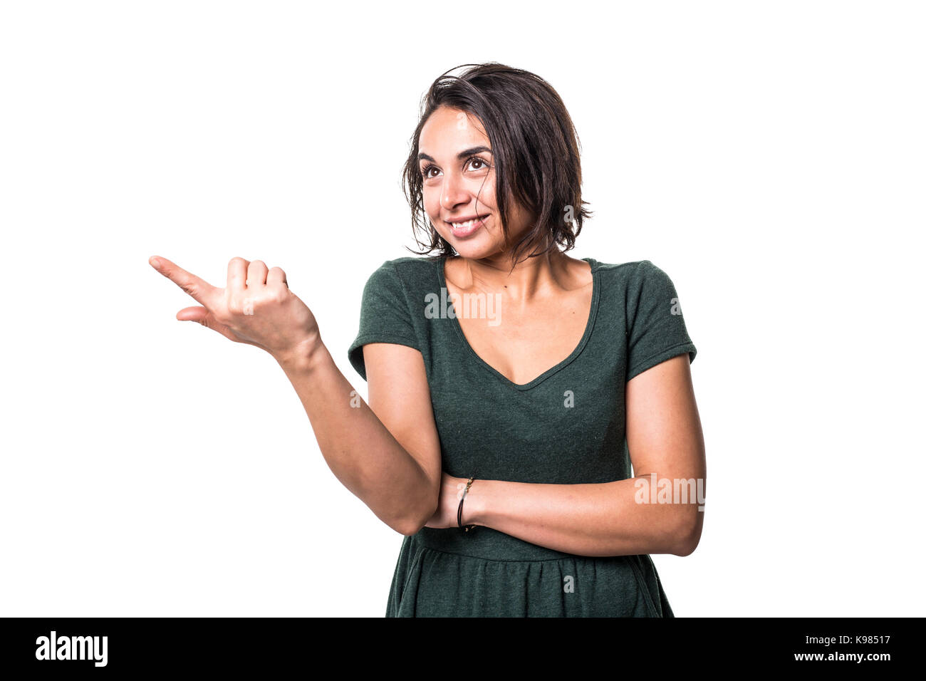 A bright brunette girl isolated on a white background Stock Photo - Alamy