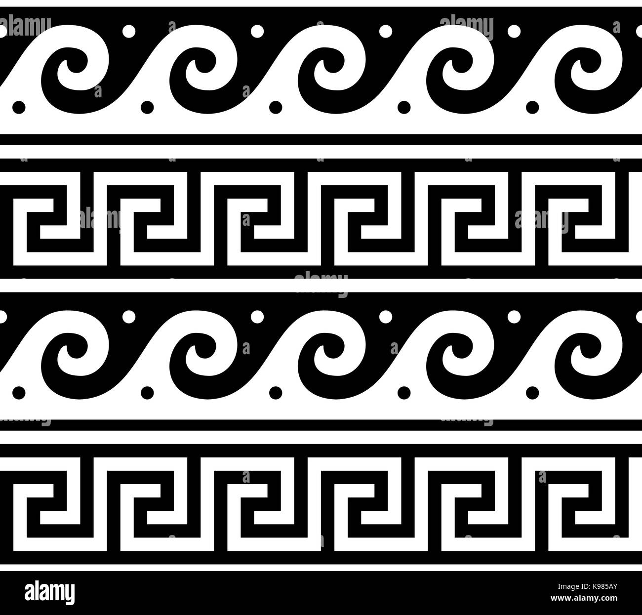 Ancient vector Greek seamless pattern - tradional waves and key pattern form Greece Stock Vector