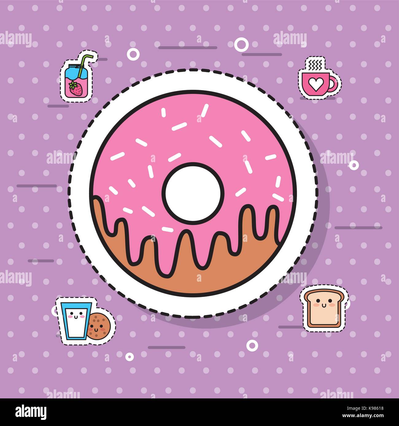 sweet donut dessert bakery food delicious Stock Vector Image & Art - Alamy