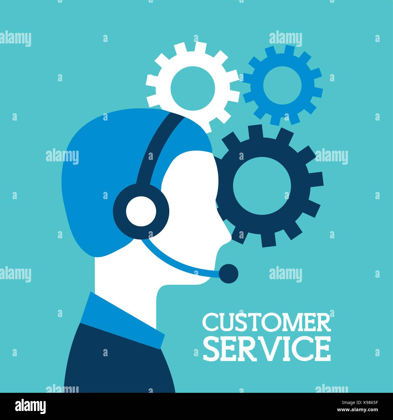 customer service call center operator wearing headphone Stock Vector ...
