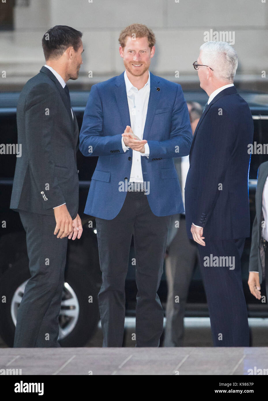 Prince Harry arrives for the True Patriot Love Symposium at the Scotia Plaza in Toronto, Canada. Stock Photo