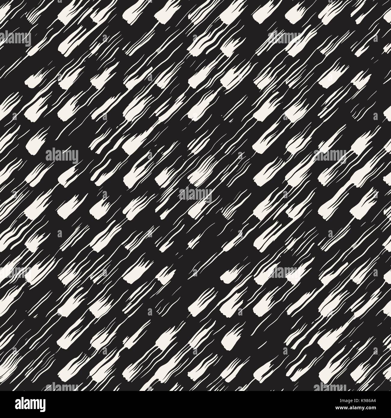 Vector seamless pattern with brush stripes and strokes. Black and white ...