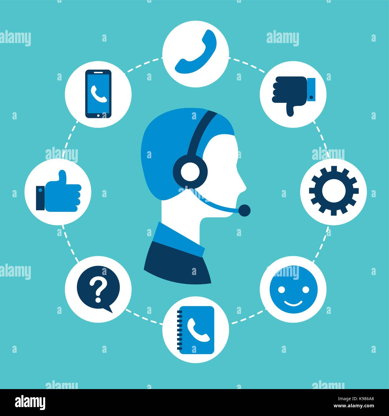 Customer Service Call Center Operator Wearing Headphone Stock Vector ...