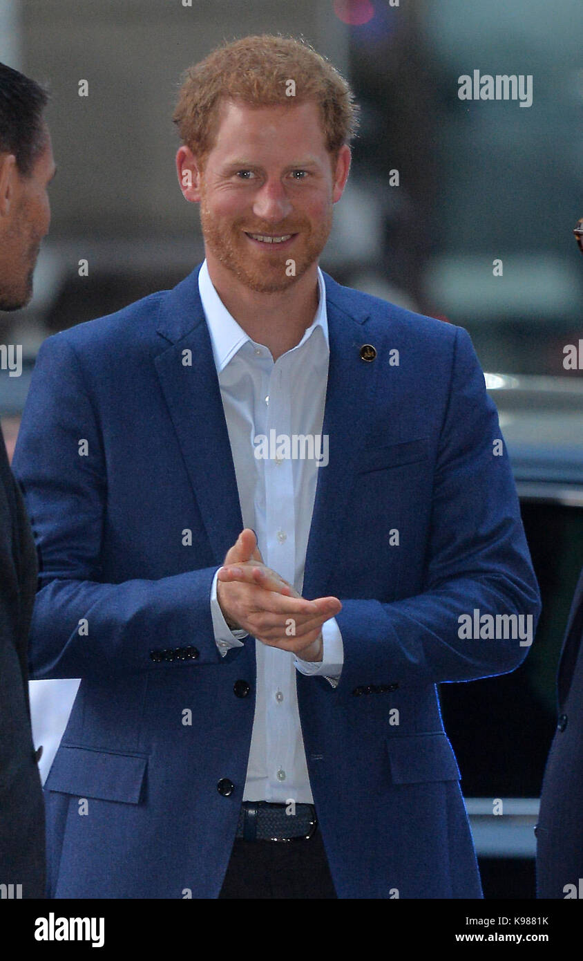 Prince Harry arrives for the True Patriot Love Symposium at the Scotia Plaza in Toronto, Canada. Stock Photo