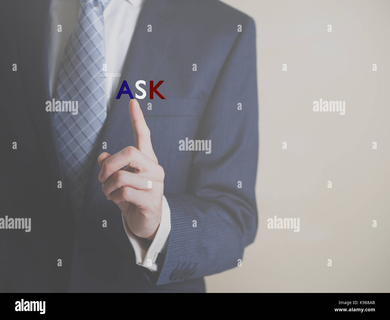 Businessman point words 