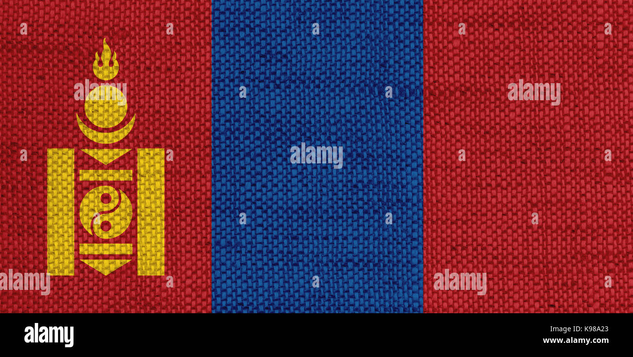Flag of Mongolia on old linen Stock Photo - Alamy