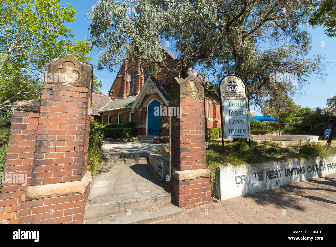 Entrance to Crows Nest Uniting Church, North Shore, Sydney Stock Photo