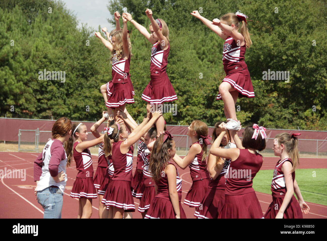 Cheerleaders Cheering Stock Photo