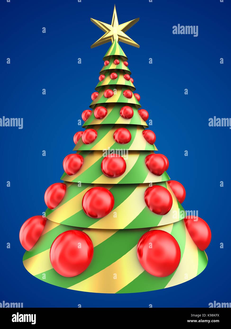 3d illustration of abstract Christmas tree over blue background with ...