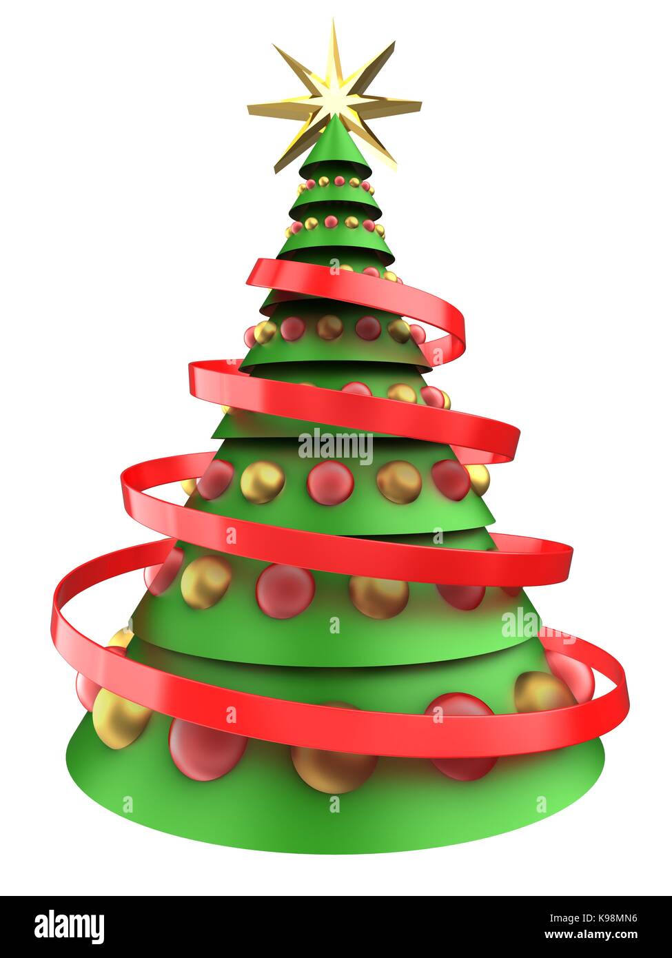 3d illustration of christmas tree over white background with glass ...