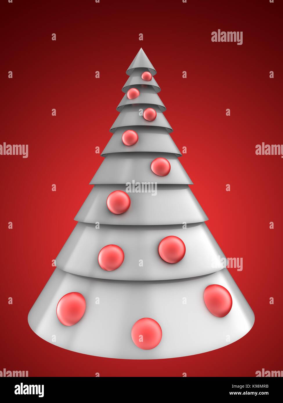 3d illustration of white Christmas tree over red background Stock Photo ...