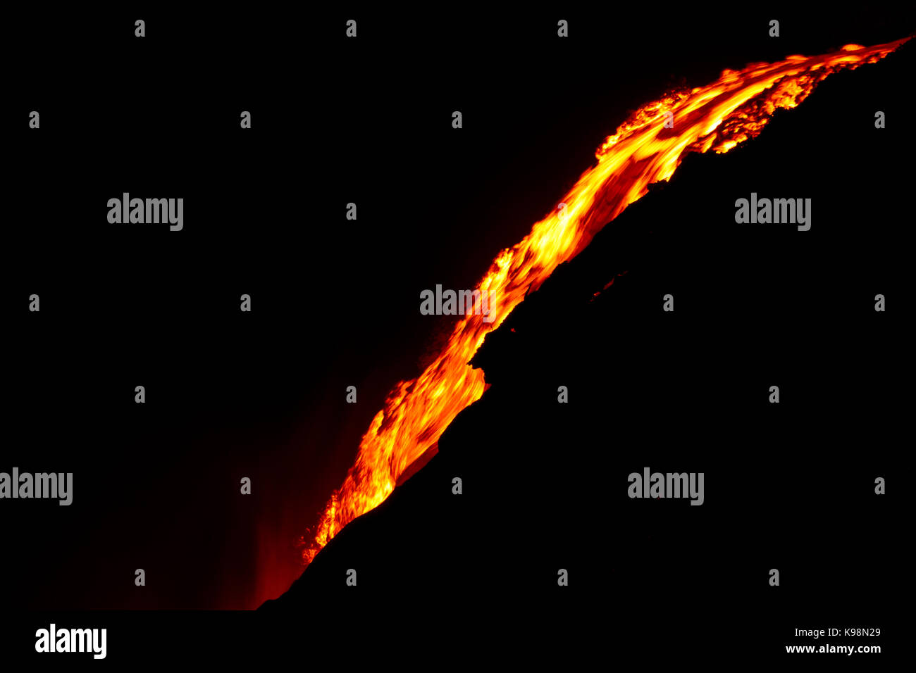 Lava flow at night in Hawaii Stock Photo Alamy