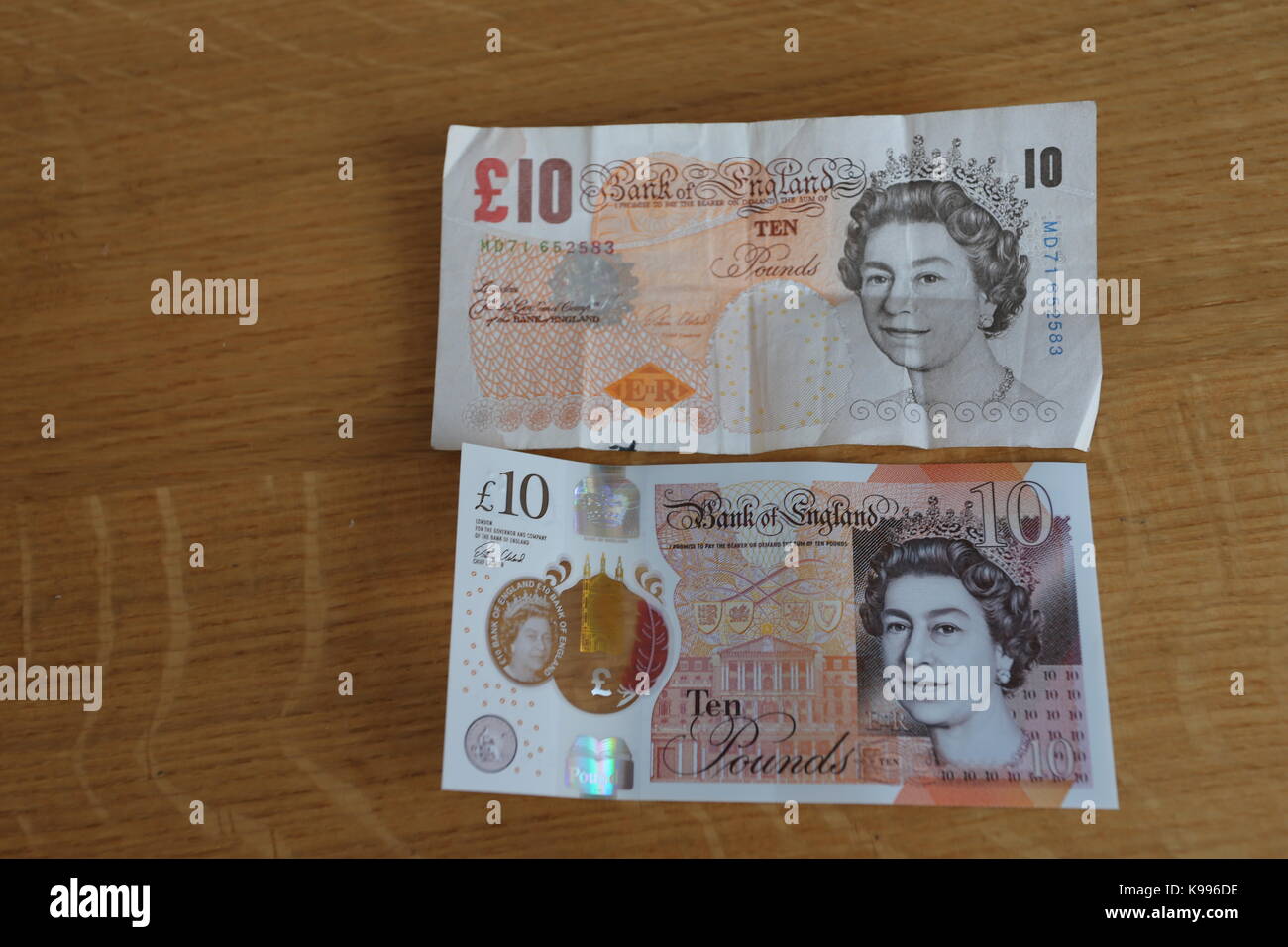 new and old £10 notes Stock Photo