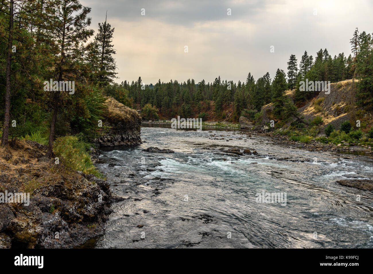 Low light over the Spokane River at the Bowl and PitcherRiverside