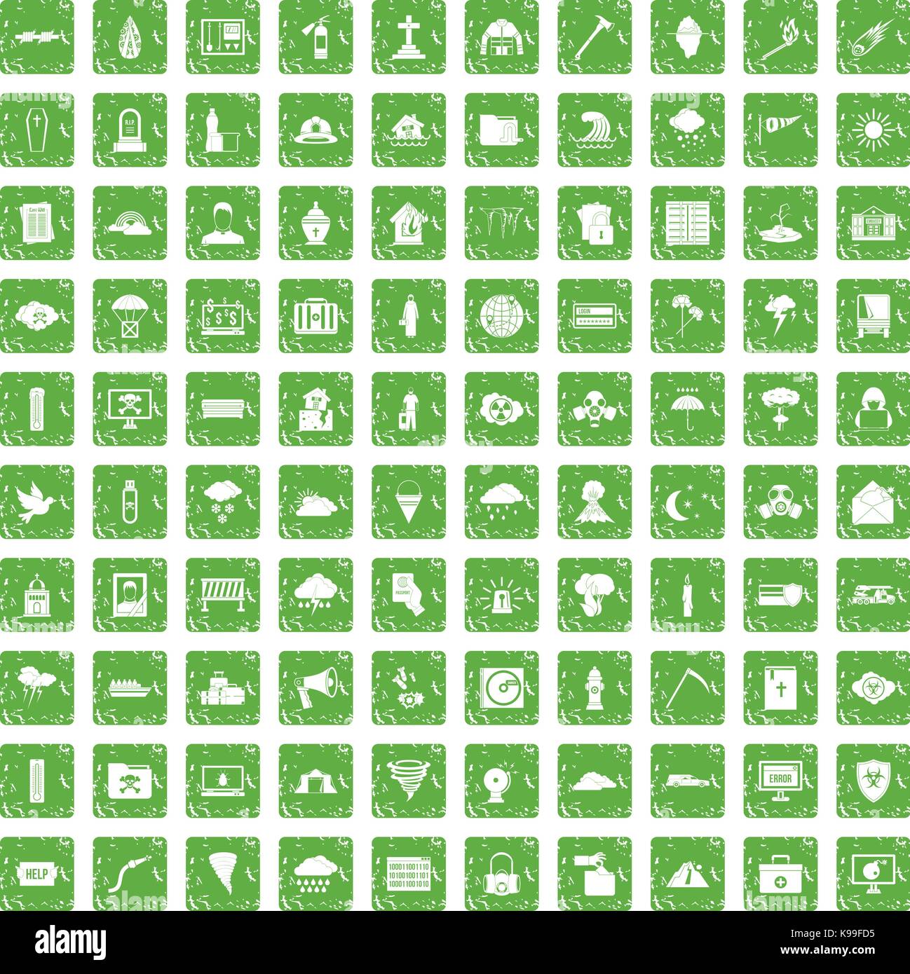 100 natural disasters icons set grunge green Stock Vector Image & Art ...