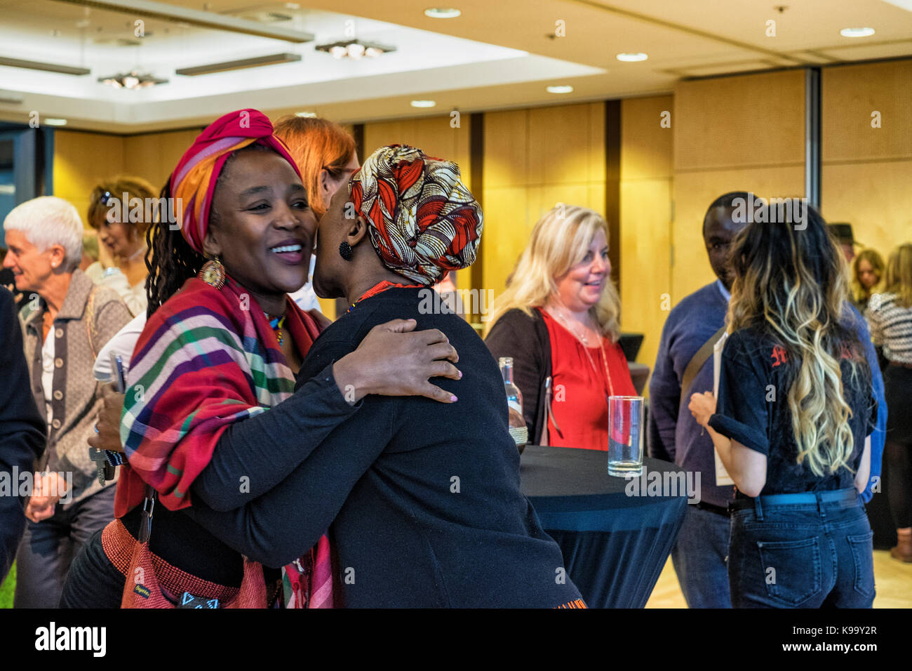 Berlin, Germany. 22nd September 2017. South Africans living in Berlin were invited by Ambassador Stone Sizani  to join him on Heritage day at the South African Embassy in Berlin. Heritage Day is a South African public holiday celebrated on 24 September. South Africans celebrate their culture and diversity of beliefs and traditions. The day belongs to all South Africans and is often celebrated with an informal Braai or barbeque. Eden Breitz/Alamy Live NEws Stock Photo
