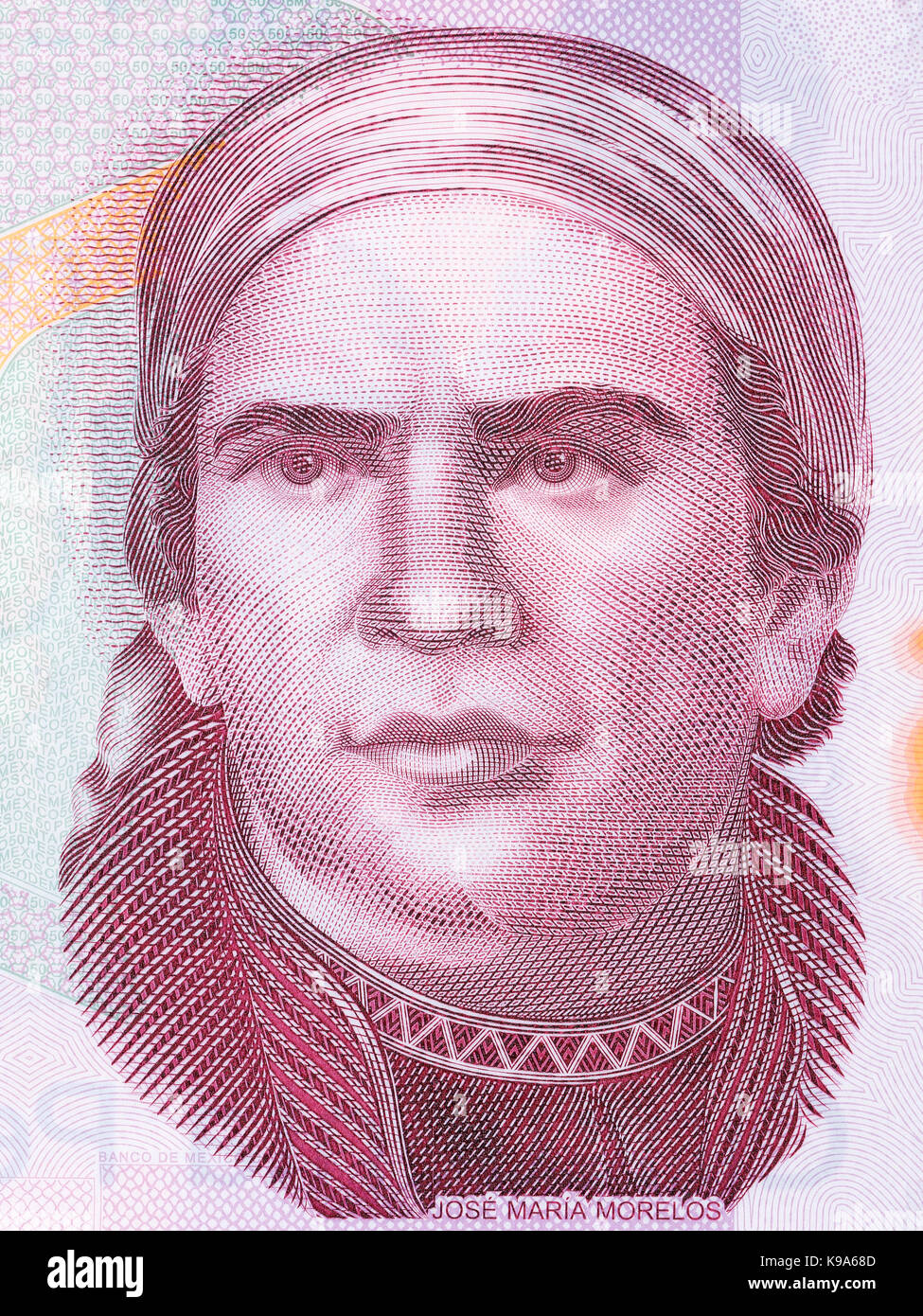 Jose Maria Morelos portrait from Mexican money Stock Photo - Alamy