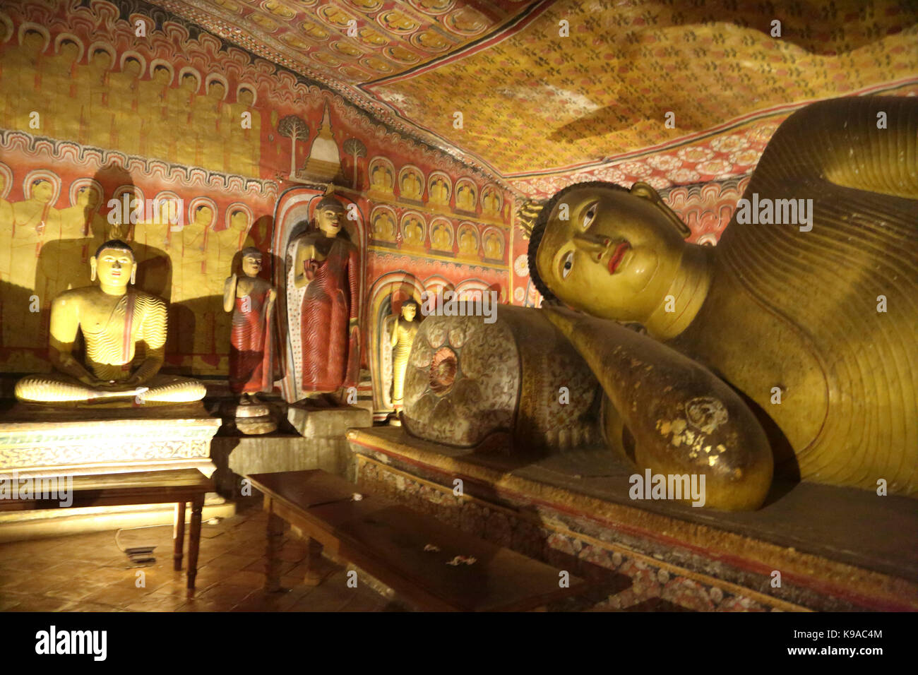 Dambulla Sri Lanka Dambulla Cave Temples - Cave 3  Maha Alut Viharaya Reclining Buddha Stock Photo