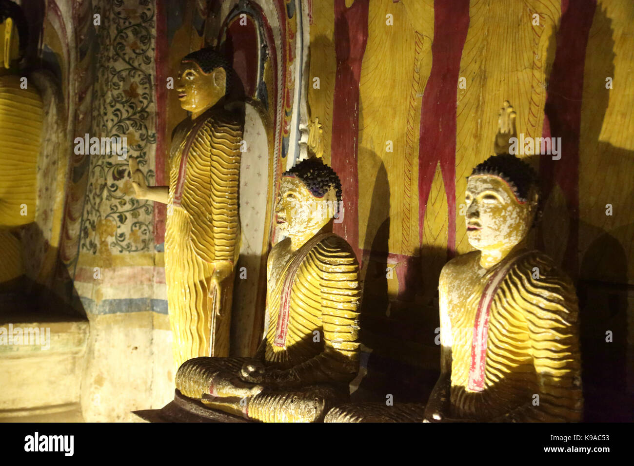 Dambulla Sri Lanka Dambulla Cave Temples - Cave 3  Maha Alut Viharaya Seated And Standing  Buddhas Stock Photo