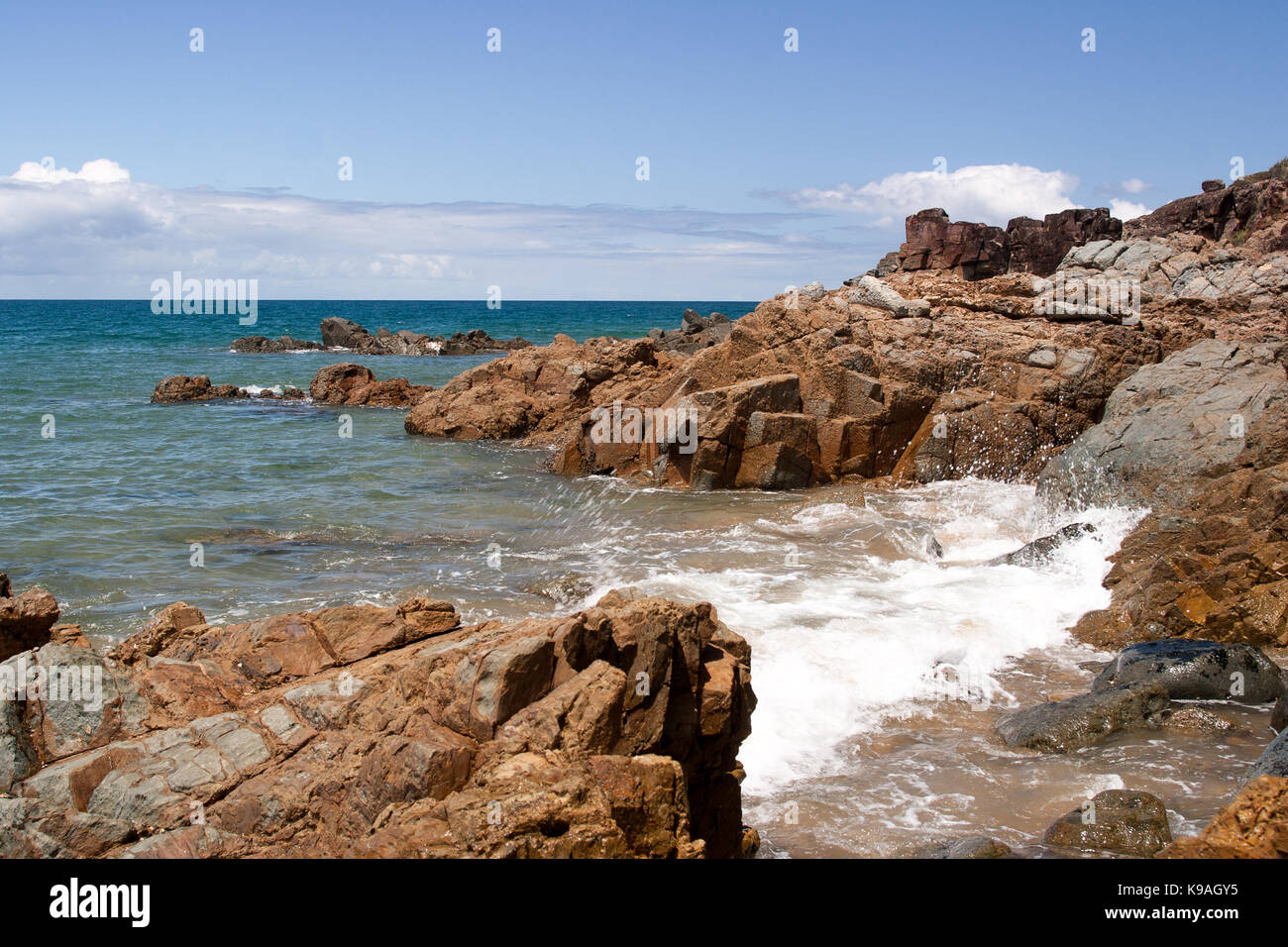 A stunning rocky foreshore along the beautiful Austrailian east coast. Stock Photo